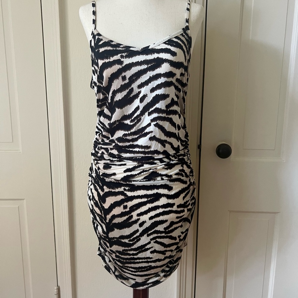 Vintage 90s Spaghetti Strap Zebra Print Dress